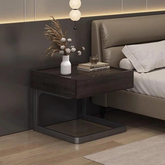 Hidden Storage Black Night Table Vintage Luxury Bedroom Space Saving Night Table Trendy Italian Storage Japandi Furniture - Pacisia