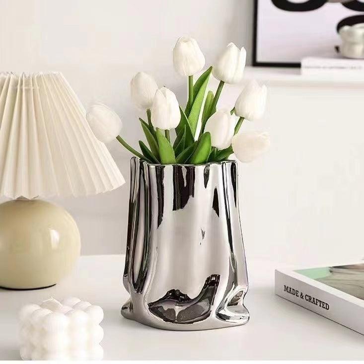 High-class Sense Of Light Luxury Ruffled Vase - Pacisia