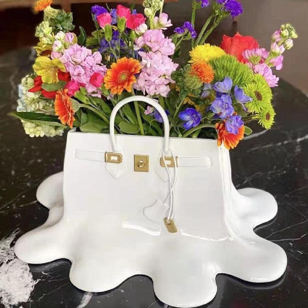 High-end Bag Resin Vase Flower Arrangement Sculpture - Pacisia