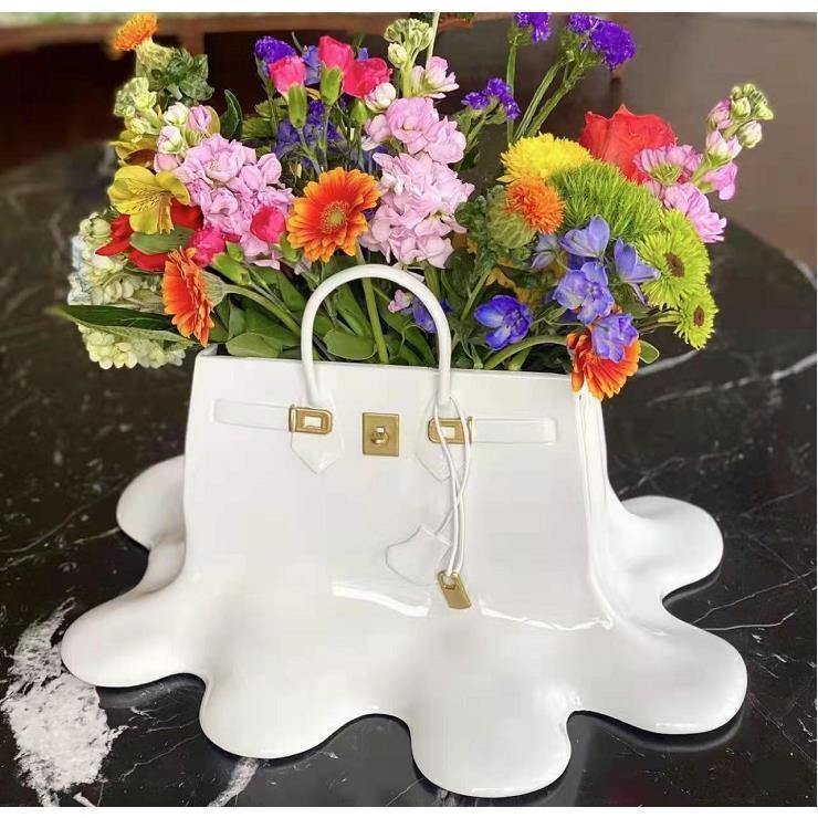 High-end Bag Resin Vase Flower Arrangement Sculpture - Pacisia