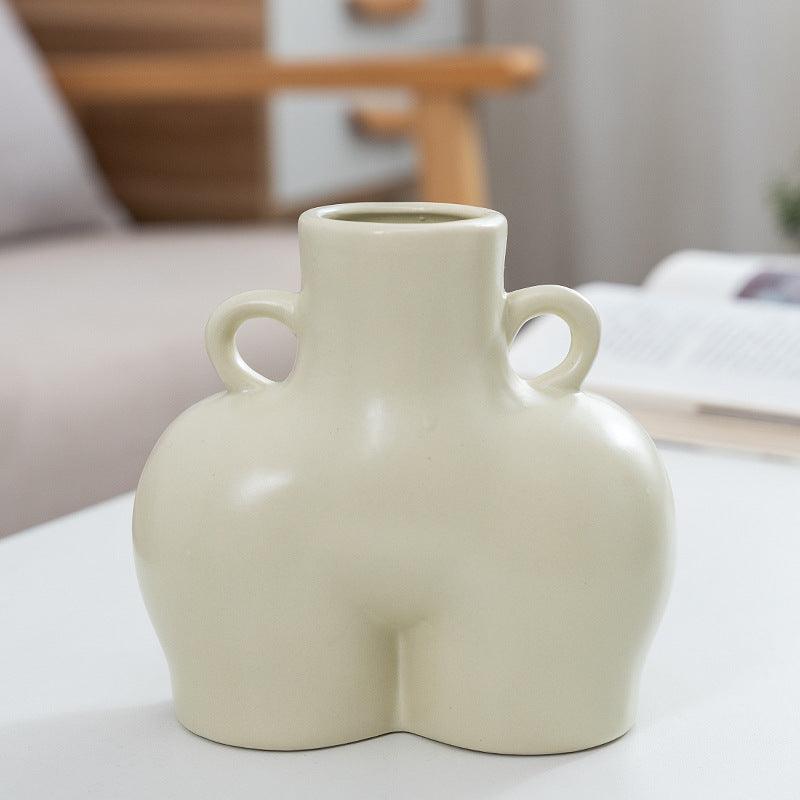 Home Ceramic Decoration Crafts Ornaments Simulation Body Art Dried Flower Vase - Pacisia