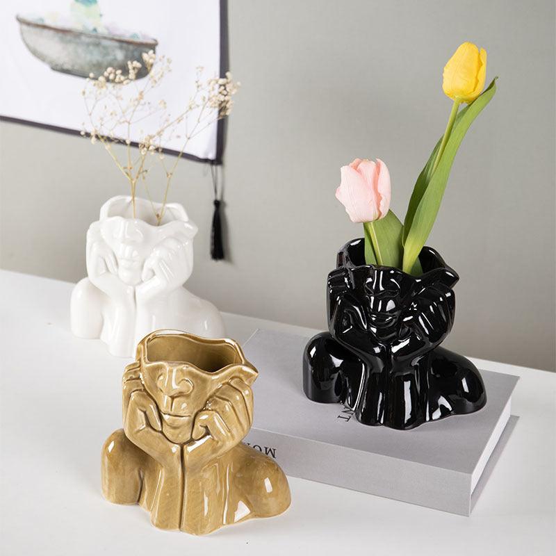 Home Decor Ceramic Vases Flower Vase Sculpture Crafts - Pacisia