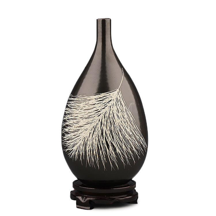 Home Decoration Ceramic Modern Chinese Angel Feather Water Drop Vase - Pacisia