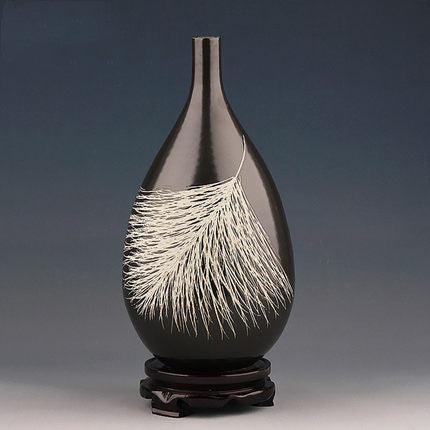 Home Decoration Ceramic Modern Chinese Angel Feather Water Drop Vase - Pacisia