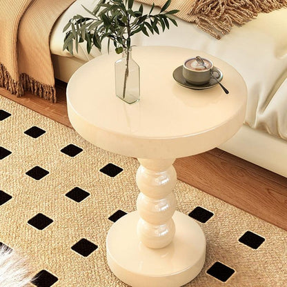 Home Vintage Solid Wood Round Table Bedside Side Table - Pacisia