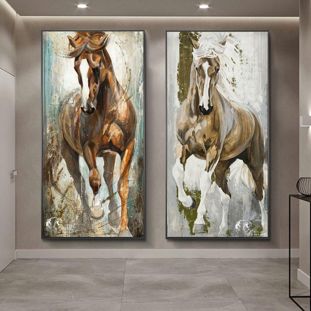 Horse Canvas Oil Painting - Modern Animal Wall Art Decor for Living Room and Bedroom - Pacisia