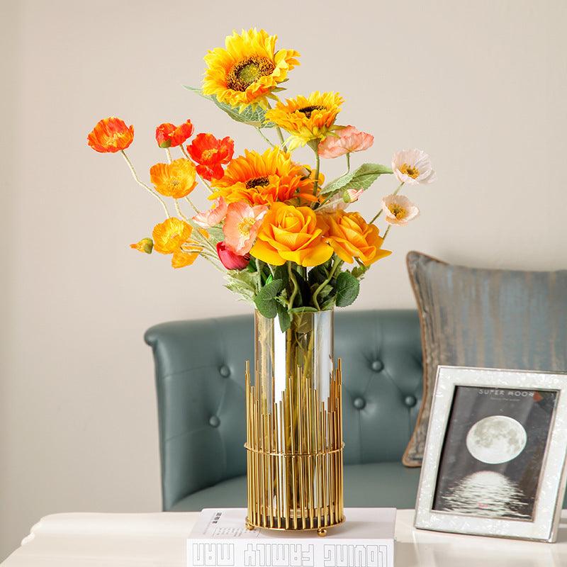 Household European Style Simple Metal Glass Vase - Pacisia