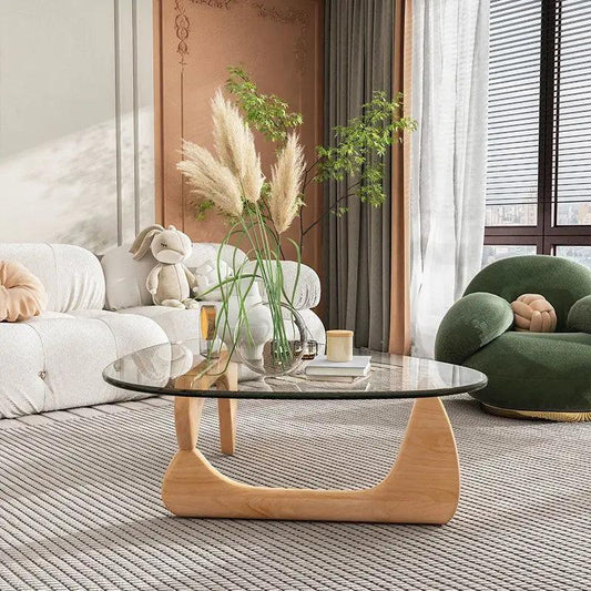 Household Glass Coffee Table Solid Wood Coffee Table Living Room Bedroom Minimalist Tea Table Fashion Modern Nordic Furniture - Pacisia