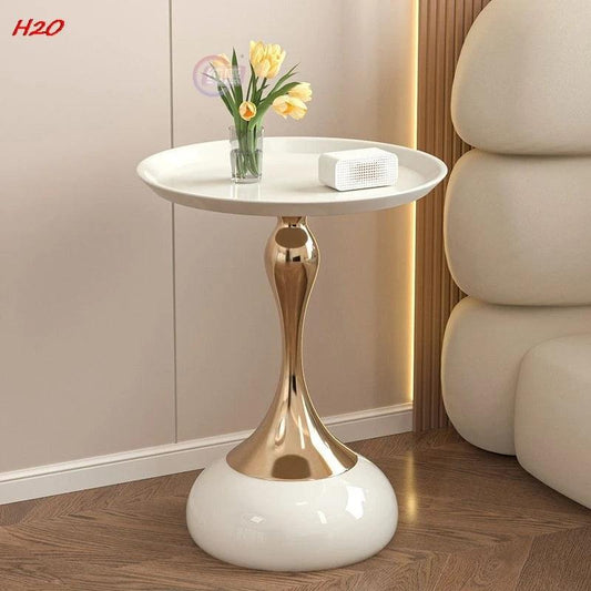 Household Living Room Small Barbarian French Coffee Table Bedroom Bedside Small Round Table European Iron Side Small Household - Pacisia