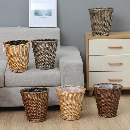 Household Living Room Storage Rattan Trash Can - Pacisia