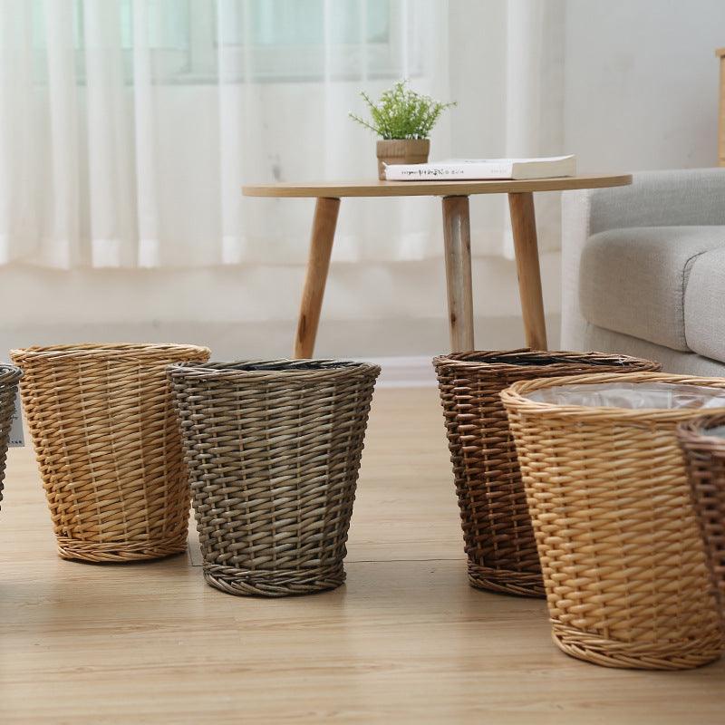 Household Living Room Storage Rattan Trash Can - Pacisia