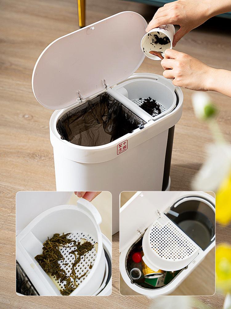 Household Tea Separation Trash Can With Lid - Pacisia