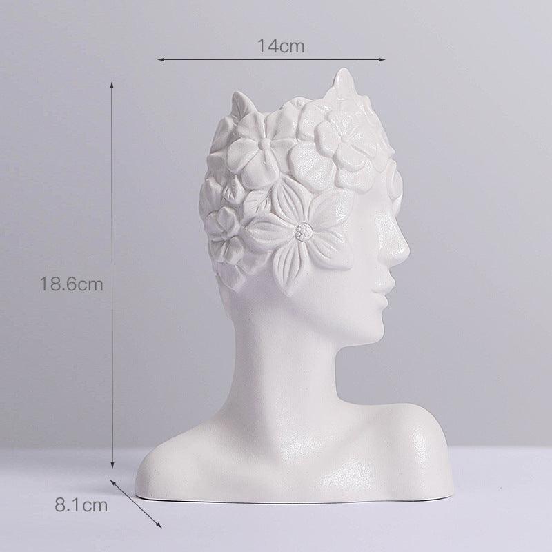 Human Body Ceramic Vase White Matte Artifact Hydroponic Flower Dryer Ornaments - Pacisia