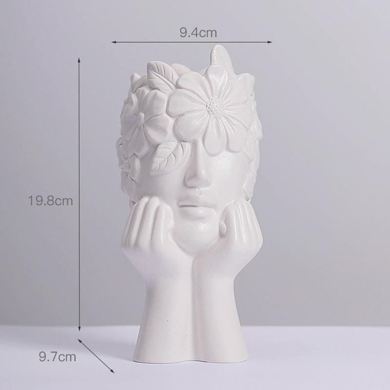 Human Body Ceramic Vase White Matte Artifact Hydroponic Flower Dryer Ornaments - Pacisia