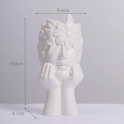 Human Body Ceramic Vase White Matte Artifact Hydroponic Flower Dryer Ornaments - Pacisia