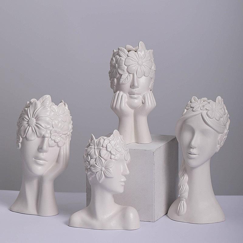 Human Body Ceramic Vase White Matte Artifact Hydroponic Flower Dryer Ornaments - Pacisia