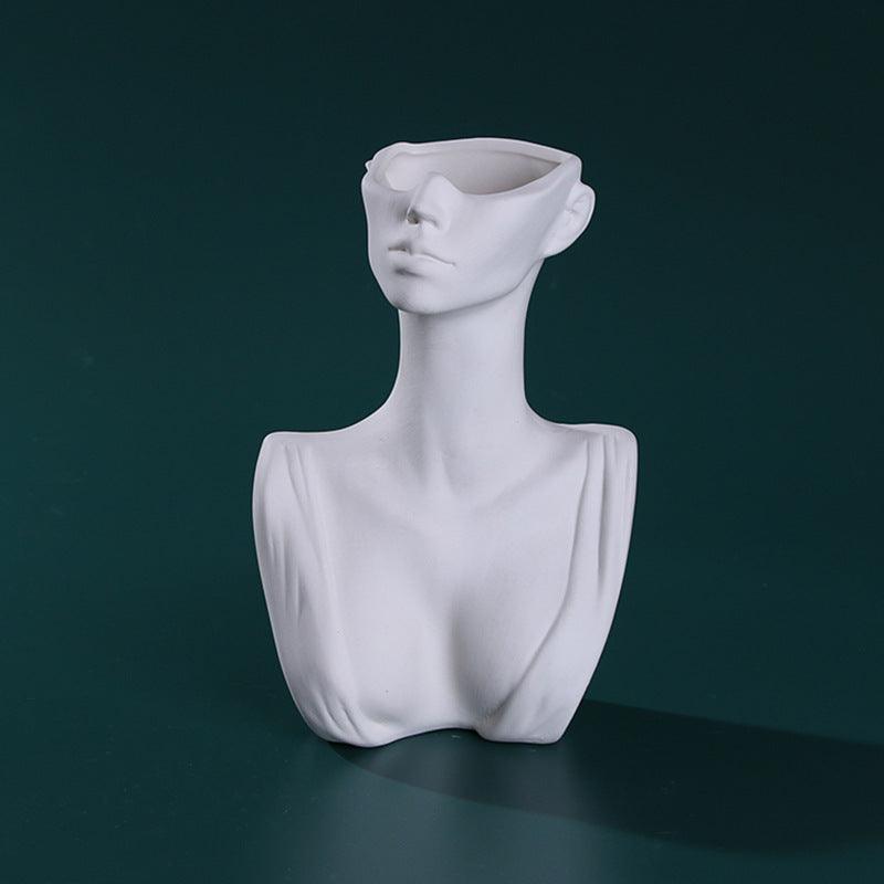 Human Face Ceramic Vase Floral Ornaments Home Decorations - Pacisia