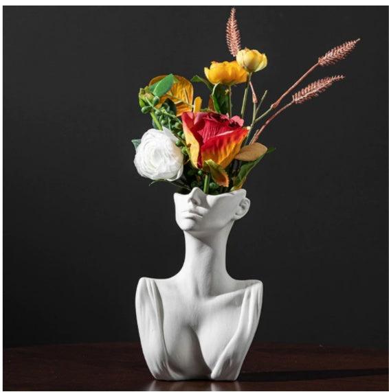 Human Face Ceramic Vase Floral Ornaments Home Decorations - Pacisia