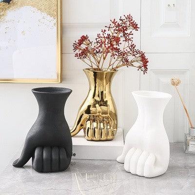 Human Palm Art Ceramic Artifact Small Ornaments Dried Flower Arrangement Flower Vase - Pacisia