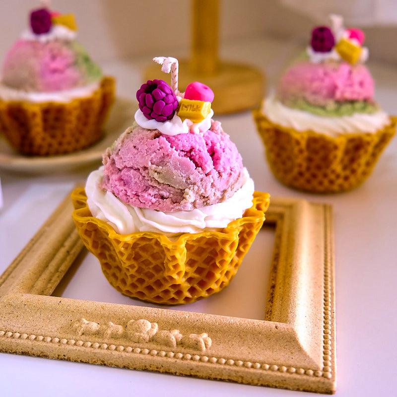 Ice Cream Cupcake Scented Candle - Handmade Dessert Candle - Pacisia