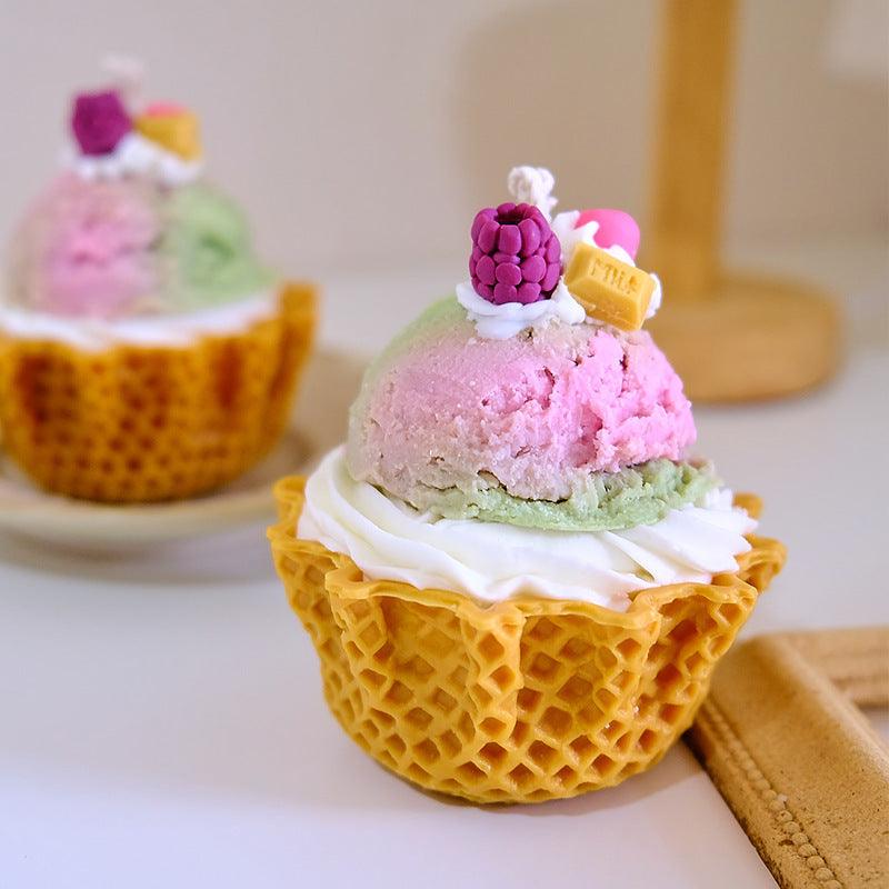 Ice Cream Cupcake Scented Candle - Handmade Dessert Candle - Pacisia