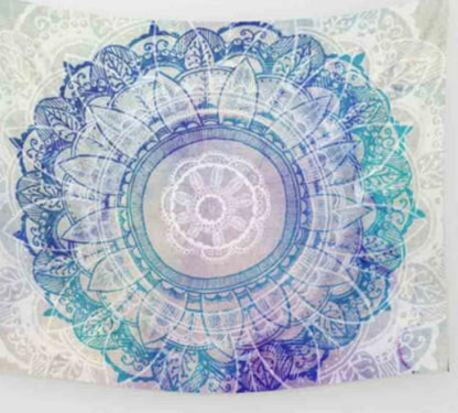 Indian Mandala Tapestry Green Blue Flower Beautiful Wall Art Tapestry 210x150cm Bedspread Beach Towel Yoga Blanket Table Cloth - Pacisia