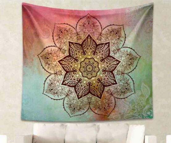 Indian Mandala Tapestry Green Blue Flower Beautiful Wall Art Tapestry 210x150cm Bedspread Beach Towel Yoga Blanket Table Cloth - Pacisia