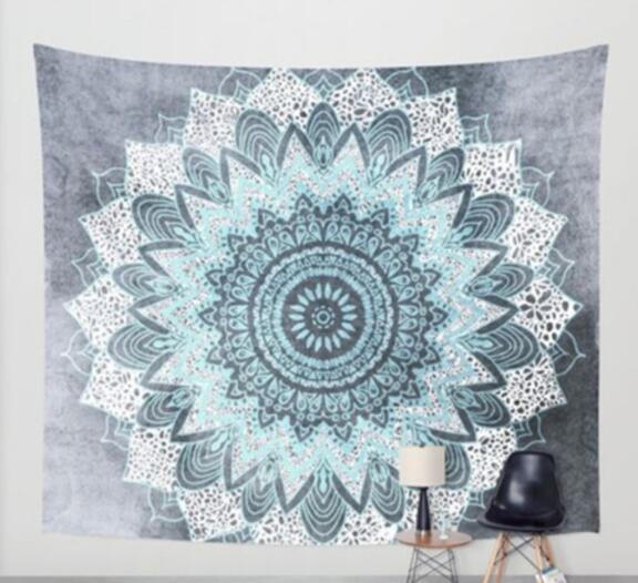 Indian Mandala Tapestry Green Blue Flower Beautiful Wall Art Tapestry 210x150cm Bedspread Beach Towel Yoga Blanket Table Cloth - Pacisia