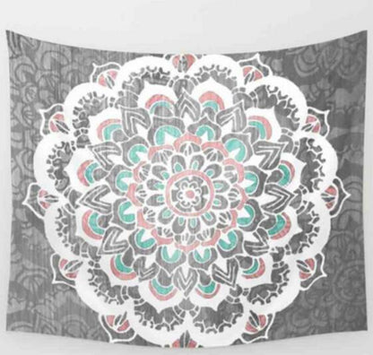 Indian Mandala Tapestry Green Blue Flower Beautiful Wall Art Tapestry 210x150cm Bedspread Beach Towel Yoga Blanket Table Cloth - Pacisia