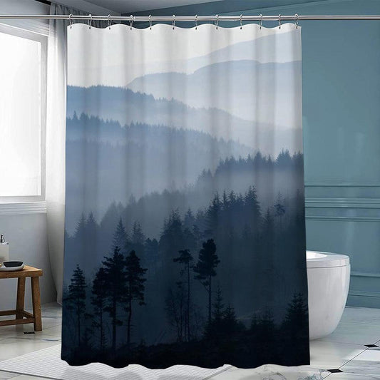 Ink Forest Shower Curtain Chinese Polyester With Hook - Pacisia