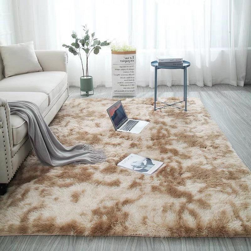 Ins Nordic Tie-dyed Gradient Carpet Home Living Room Bedroom Long Wool Washable Full Carpet - Pacisia