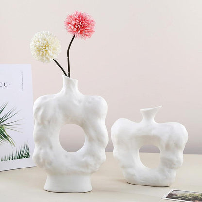 Ins Plain Ceramic Vase Decoration Special Shaped Living Room Home - Pacisia