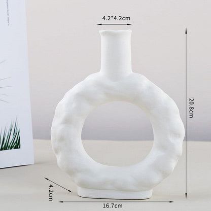 Ins Plain Ceramic Vase Decoration Special Shaped Living Room Home - Pacisia