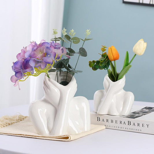 Ins Scandinavian Modern Simple Style Ceramic Vase Decoration Living Room Porch Office Flower Arrangement Decoration - Pacisia