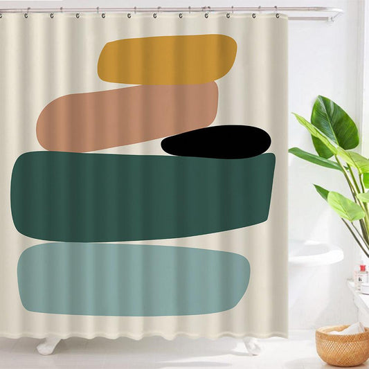 Ins Wind Shower Curtain Abstract Geometric Dry And Wet Separation Partition Curtain Curtain Bathroom Curtain Abstract Illustration - Pacisia