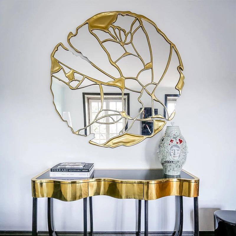 Irregular Golden Decorative Mirrors Toilet Girls Luxury Glass Decorative Mirrors Circle Decoracion Pared Decoration Aesthetic - Pacisia