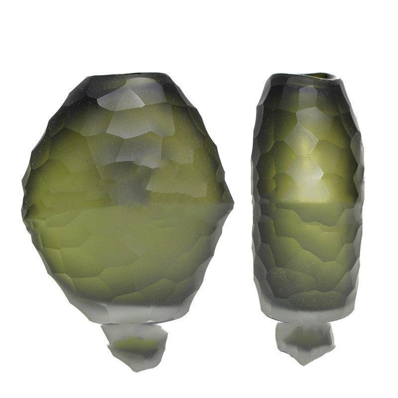 Irregularly Carved Ground Glass Vase Soft Decoration - Pacisia