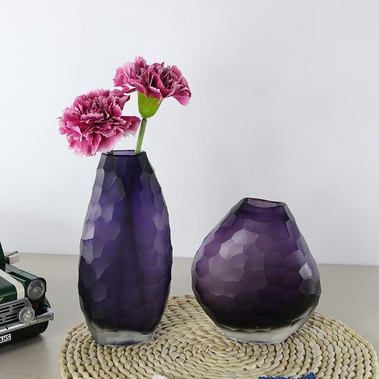 Irregularly Carved Ground Glass Vase Soft Decoration - Pacisia