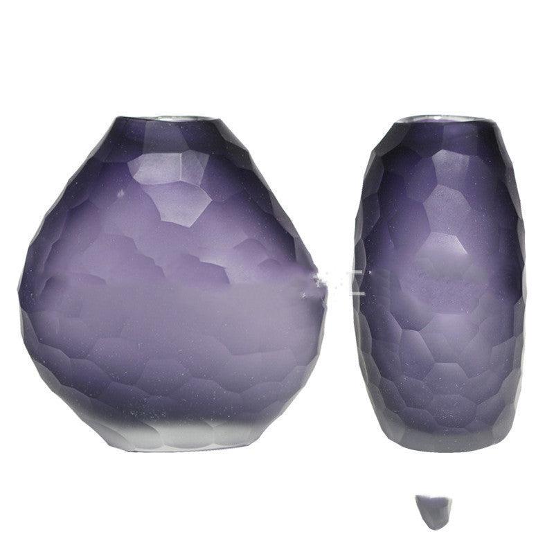 Irregularly Carved Ground Glass Vase Soft Decoration - Pacisia