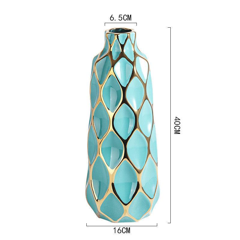 Italian Geometric Minimalist Grid Ceramic Ornament Vase - Pacisia