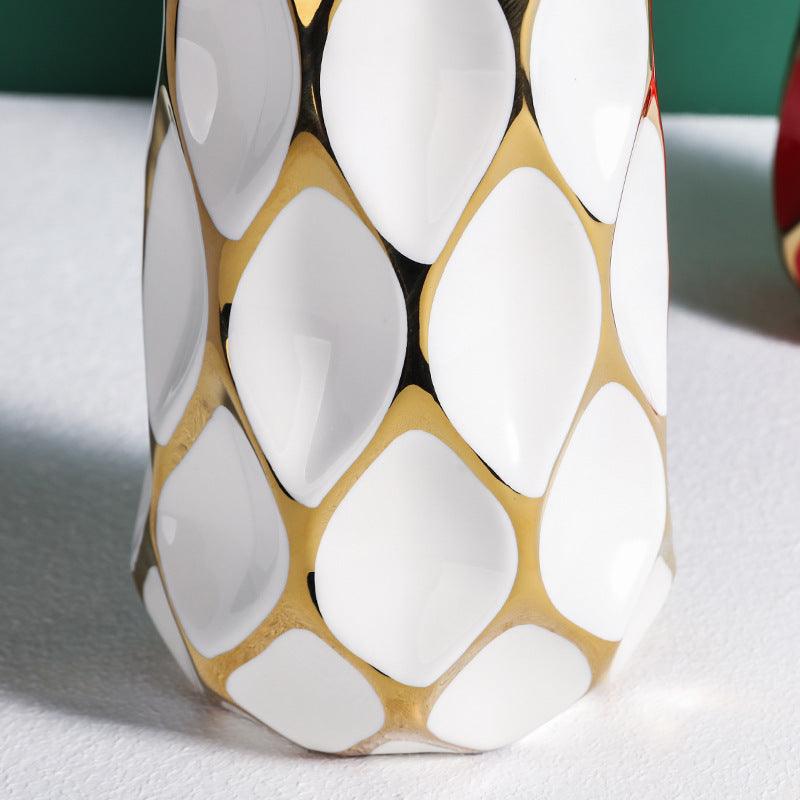 Italian Geometric Minimalist Grid Ceramic Ornament Vase - Pacisia