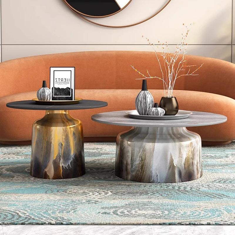 Japanese Designer Modern Coffee Table Marble Stone French Round Low Side Table Nordic Set Mueble Salon Living Room Decoration - Pacisia