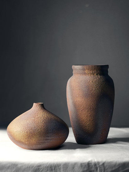 Japanese Style Wood-fired Stoneware Vase Handmade Creativity - Pacisia