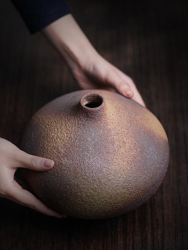 Japanese Style Wood-fired Stoneware Vase Handmade Creativity - Pacisia