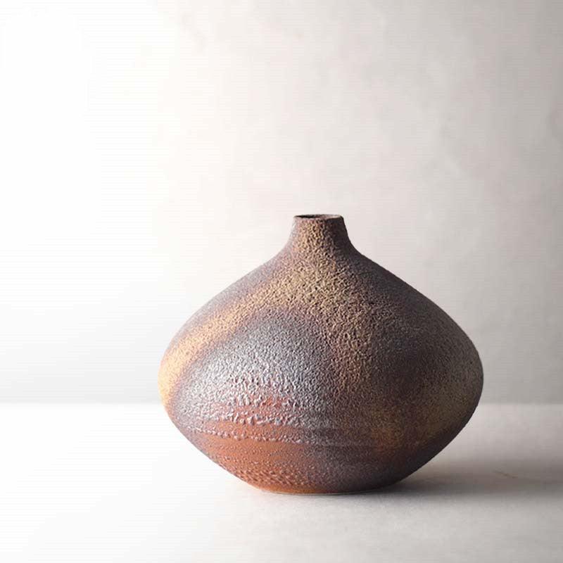 Japanese Style Wood-fired Stoneware Vase Handmade Creativity - Pacisia