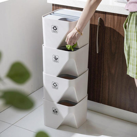Kitchen Trash Can Recycle Bin Stacked Sorting Trash Bin Household Dry And Wet Separation Waste Bin Rubbish Bin for Bathroom - Pacisia