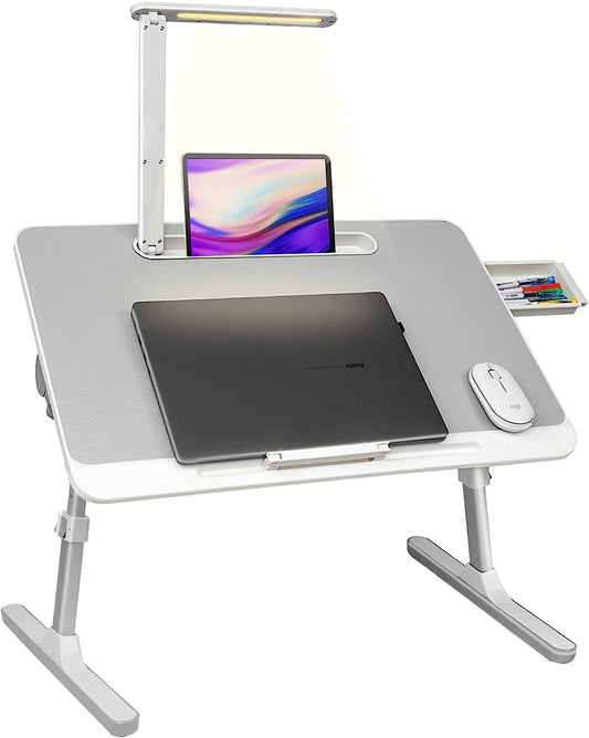 Lap Desk For Laptop, Portable Bed Table Desk, Laptop Desk With LED Light And Drawer, Adjustable Laptop Stand For Bed, Sofa, Study, Reading - Pacisia