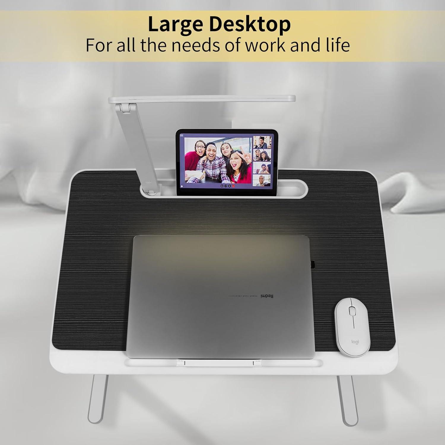 Lap Desk For Laptop, Portable Bed Table Desk, Laptop Desk With LED Light And Drawer, Adjustable Laptop Stand For Bed, Sofa, Study, Reading - Pacisia