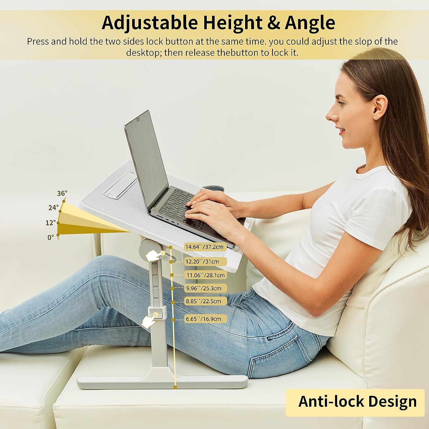 Lap Desk For Laptop, Portable Bed Table Desk, Laptop Desk With LED Light And Drawer, Adjustable Laptop Stand For Bed, Sofa, Study, Reading - Pacisia