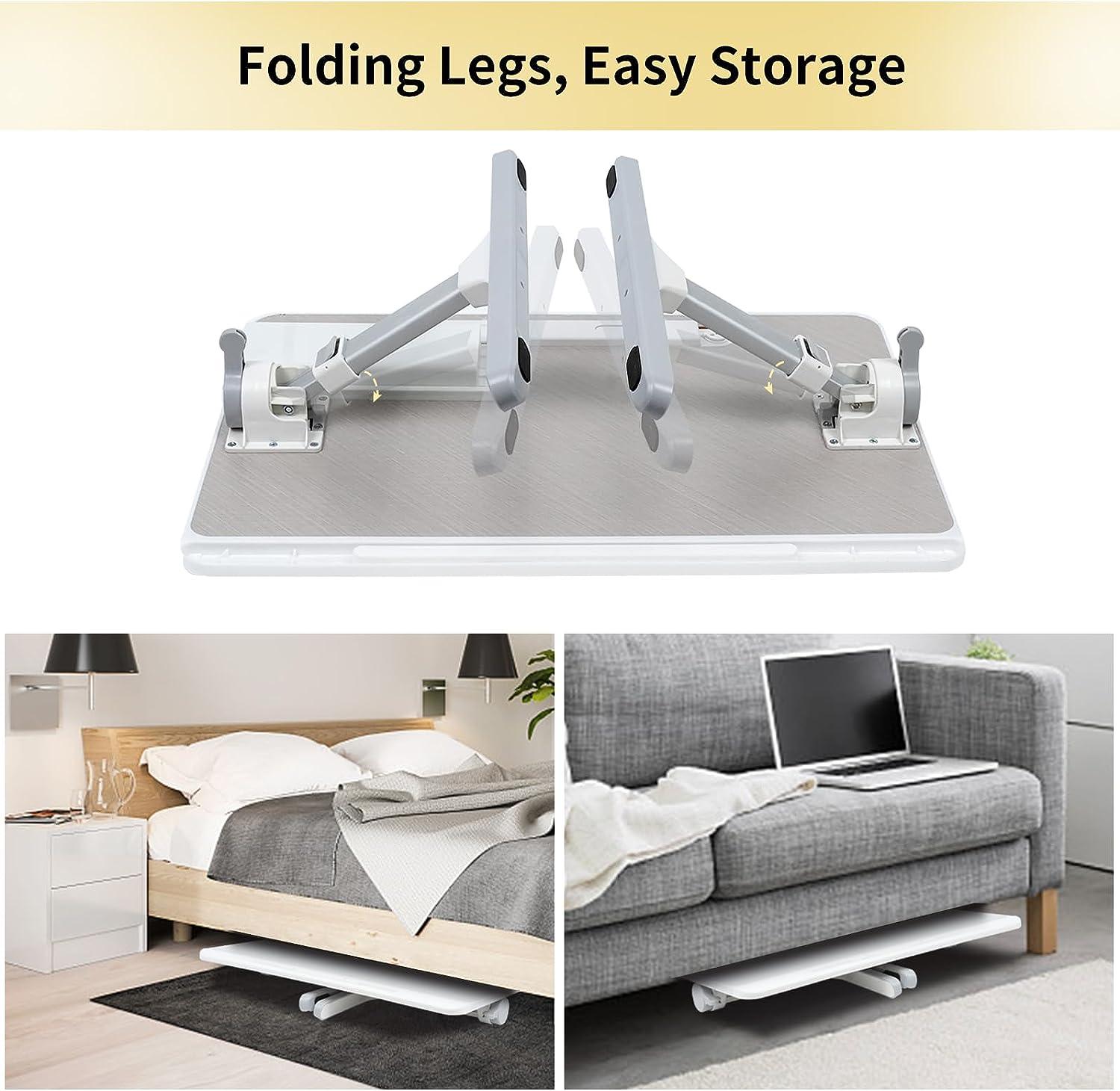 Lap Desk For Laptop, Portable Bed Table Desk, Laptop Desk With LED Light And Drawer, Adjustable Laptop Stand For Bed, Sofa, Study, Reading - Pacisia